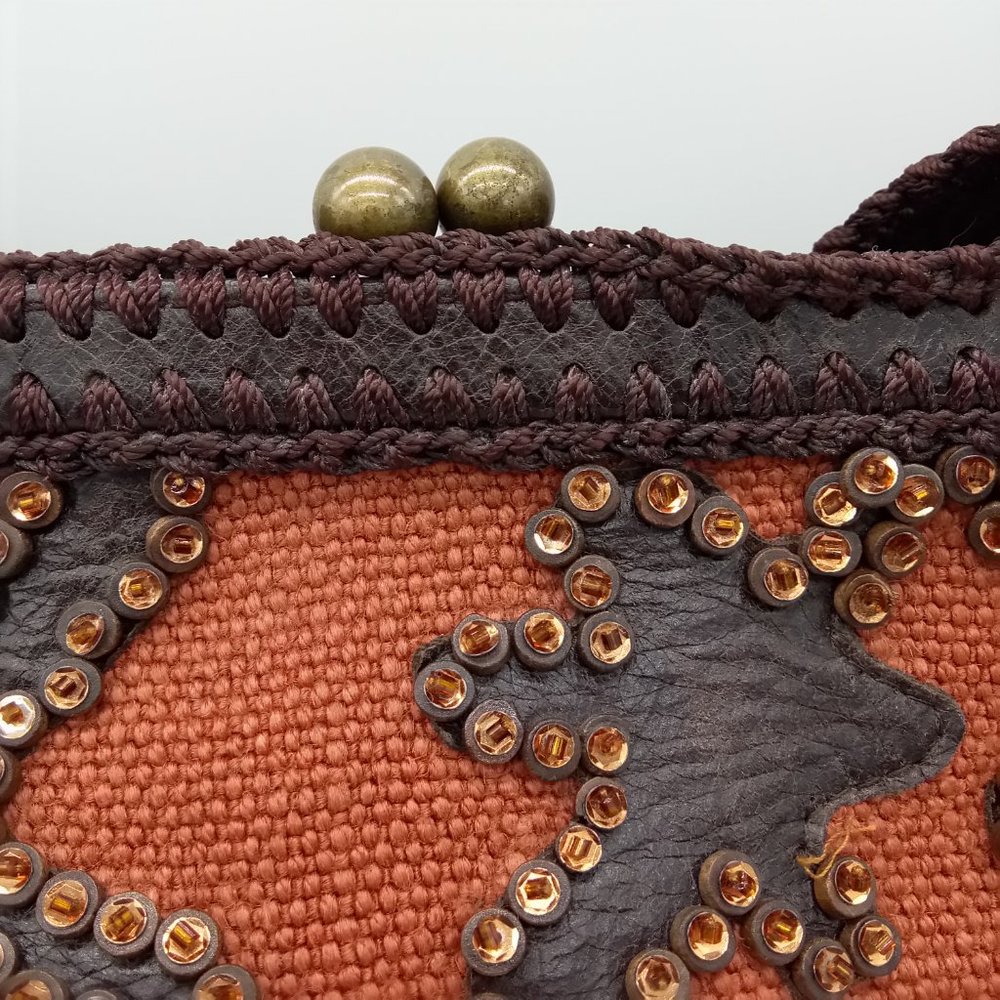 Vintage Isabella Fiore Brown Beaded Leather Purse - Picture 5 of 15